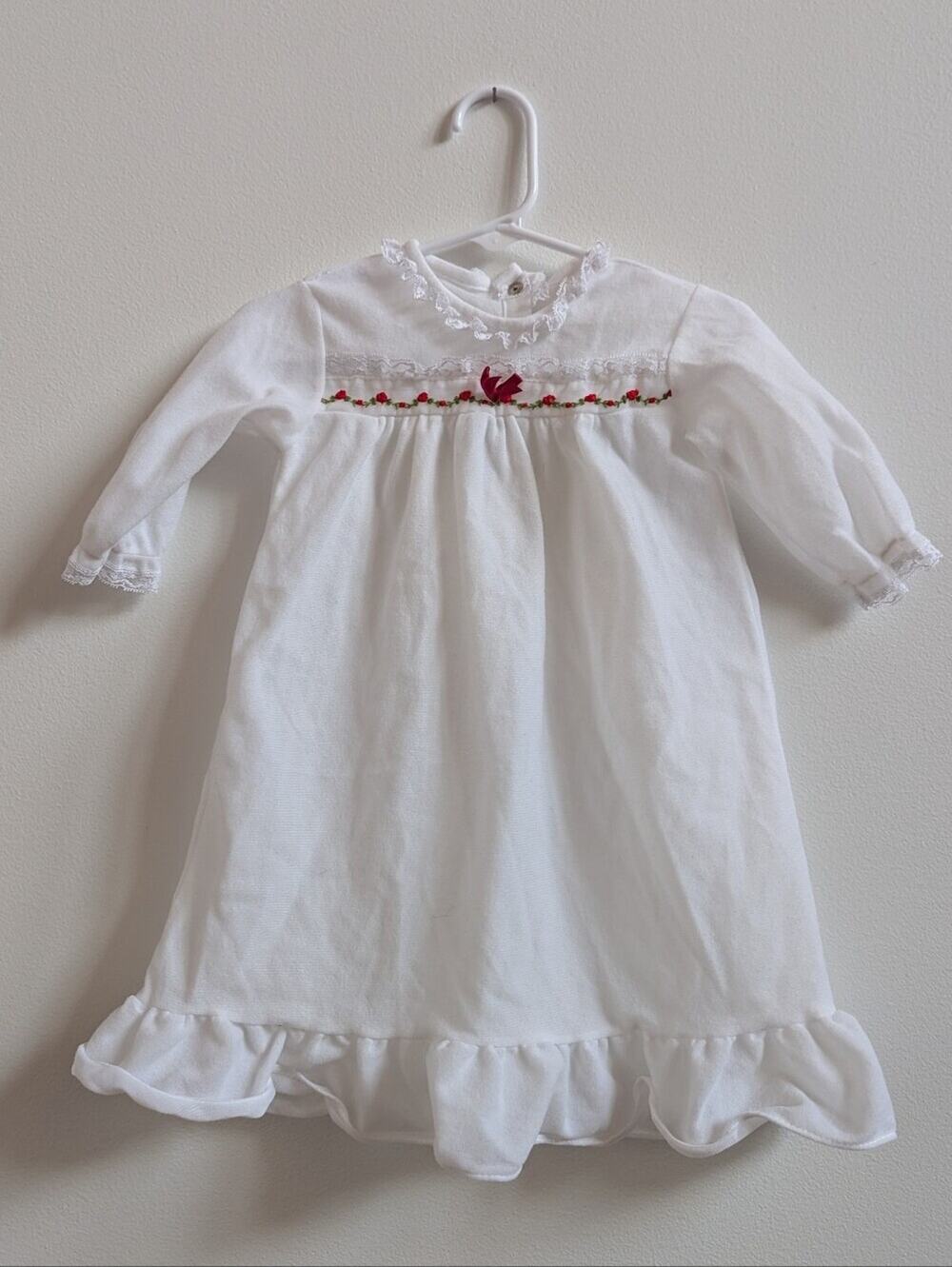 Vtg Alexis Nightgown 3-6m Baby Girls White Flannel